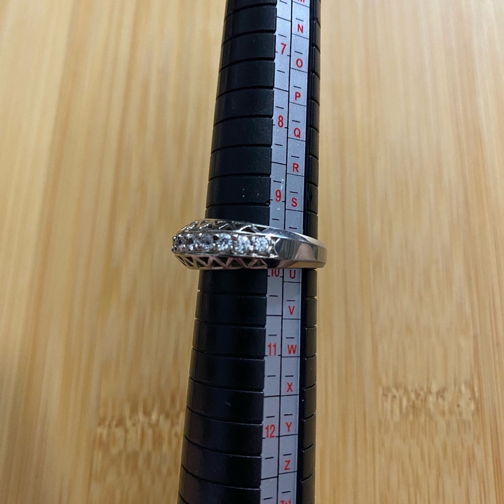 Women's Geometric Cut Sterling Silver CZ Ring 10 - Picture 12 of 16